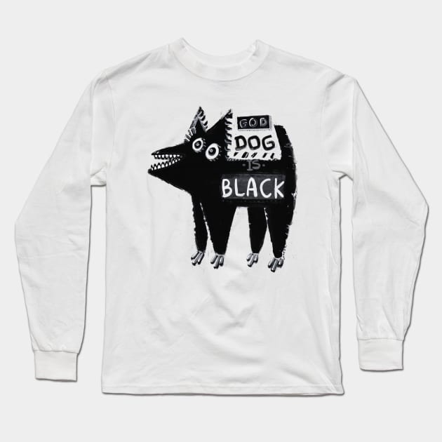 black dog Long Sleeve T-Shirt by Angel Rivas